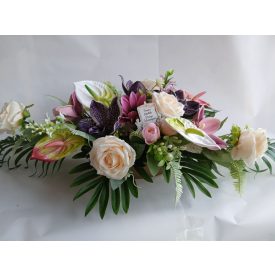 Orchideás és rózsás kegyeleti tál